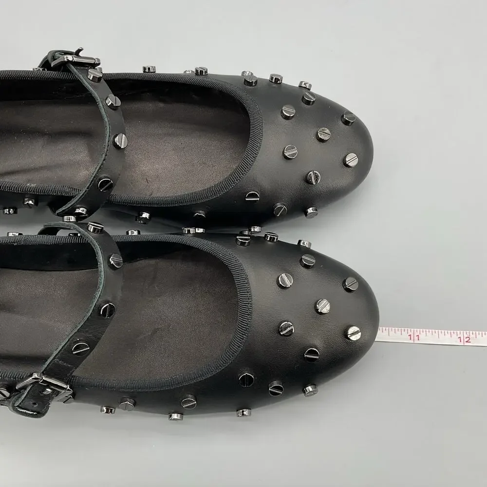 NEW The Kooples Women's Studded Leather Mary Jane Pumps Black Size 8